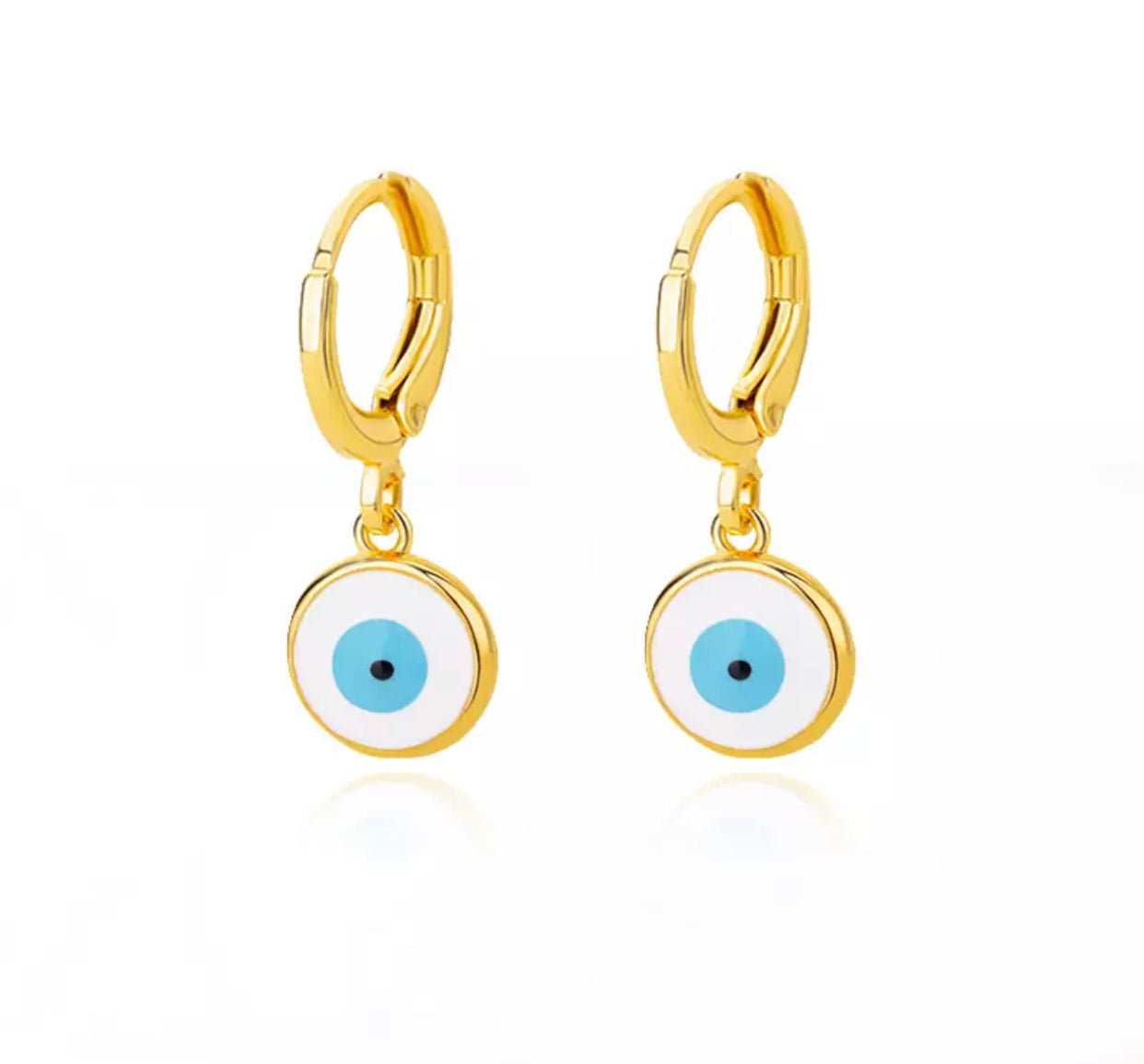 Buy the Stunning Enamel Evil Eye Huggie Hoop Earrings