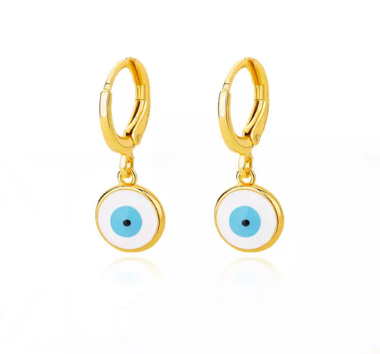 Enamel Evil Eye Hoop Earrings