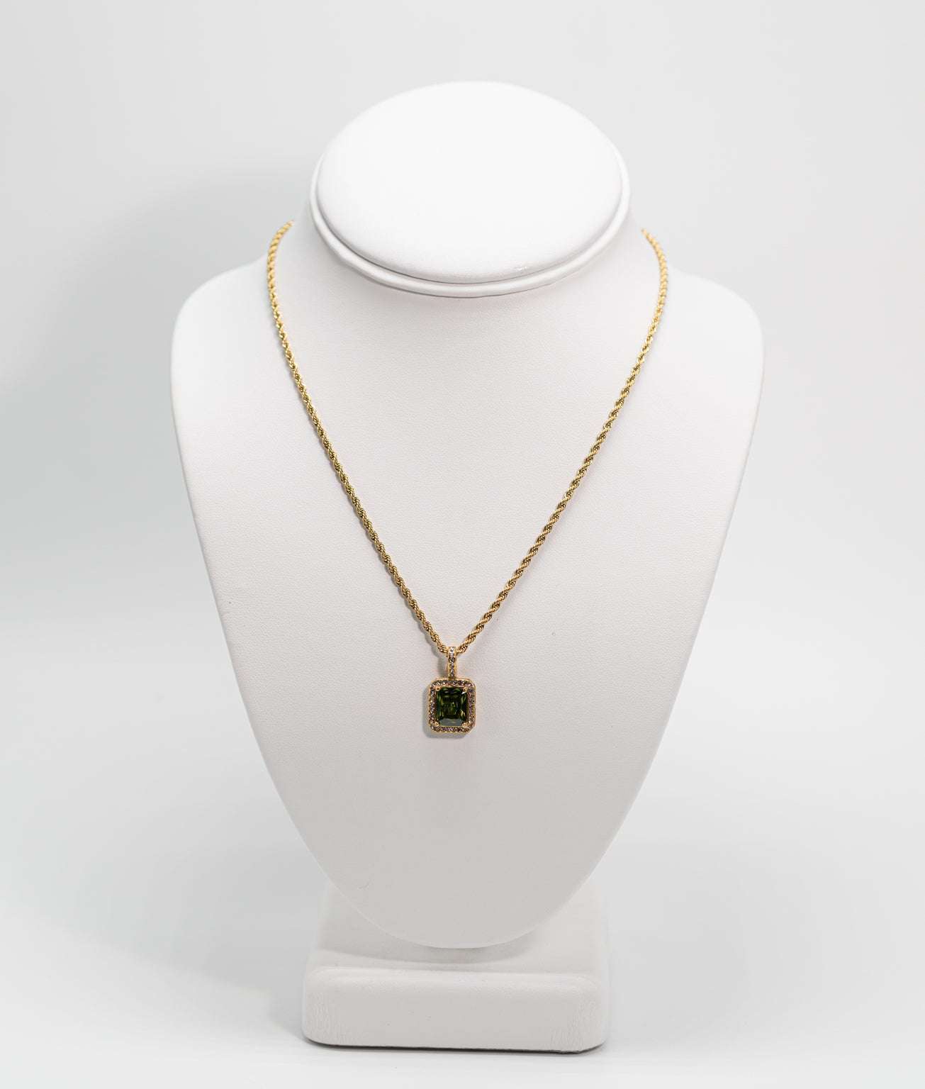 Stainless Steel Green Crystal Necklace for Her