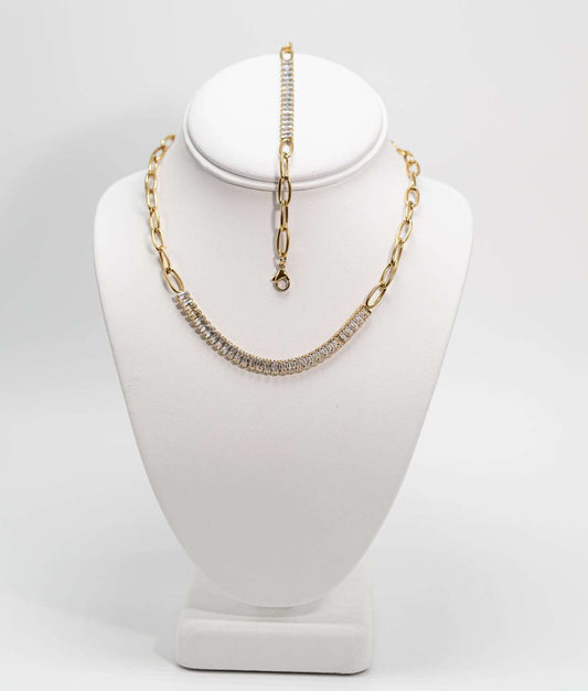 Tennis Chain Necklace and Bracelet Set