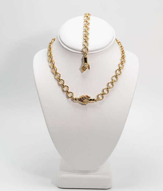 Rolo Chain Hug Necklace and Bracelet Set