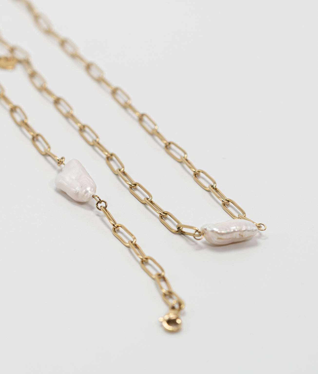 Shop Baroque Pearl Paperclip Necklace and Bracelet Set