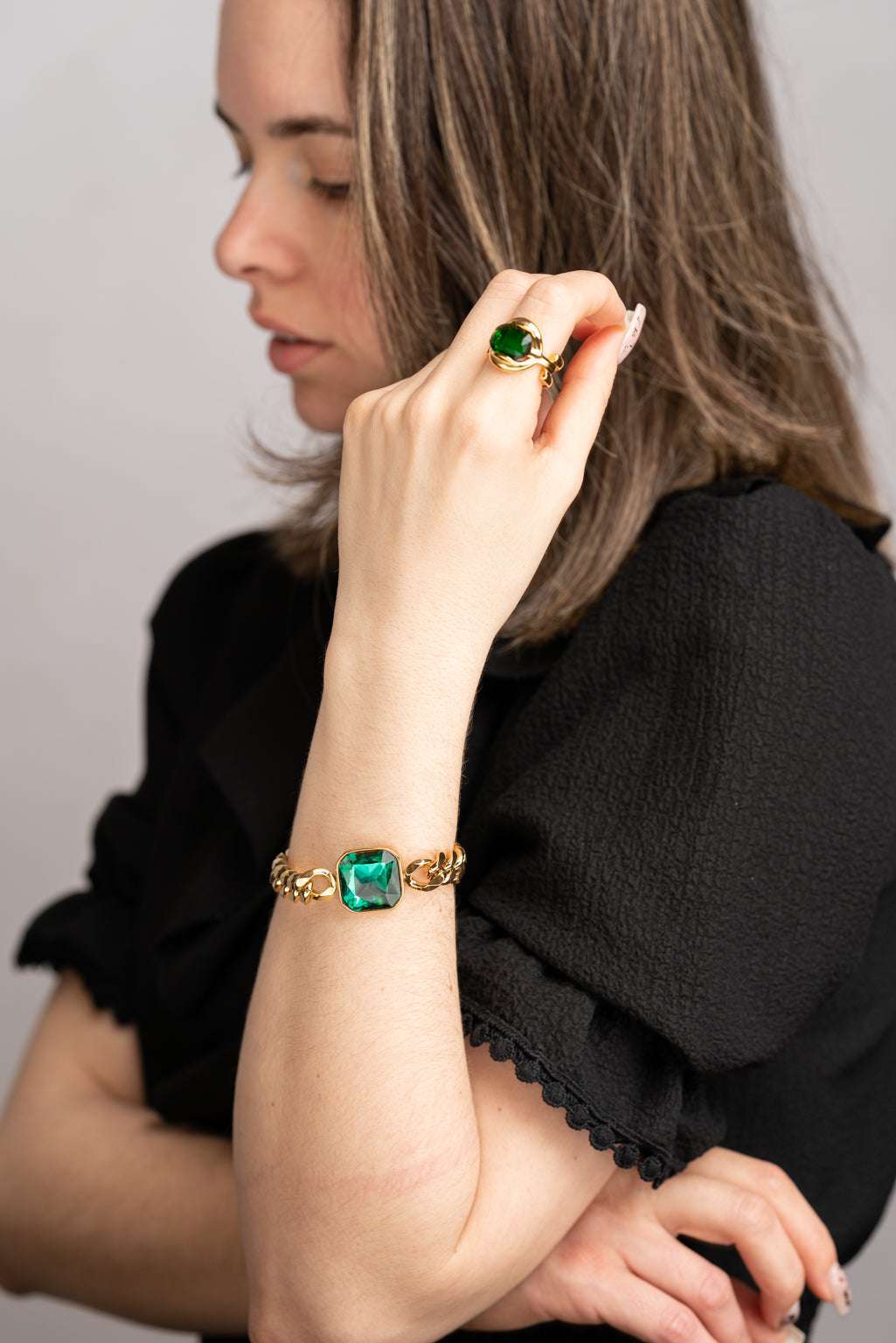 Ava Bracelet with Green Stone - ClassicsJewelryGifts