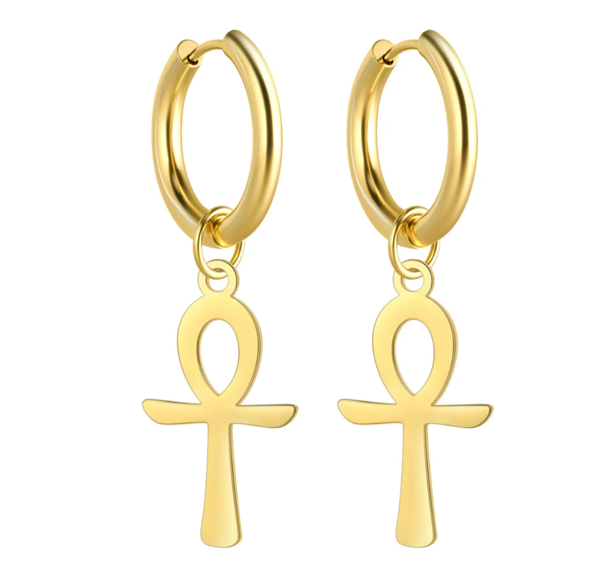 Egyptian Cross Hoops Earrings for Men - ClassicsJewelryGifts