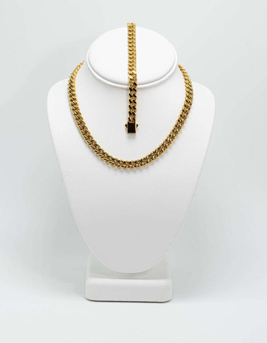 Cuban Link Chain and Bracelet Set