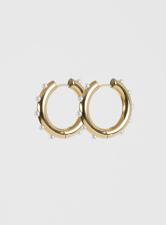 Stainless Steel Pearl Hoops